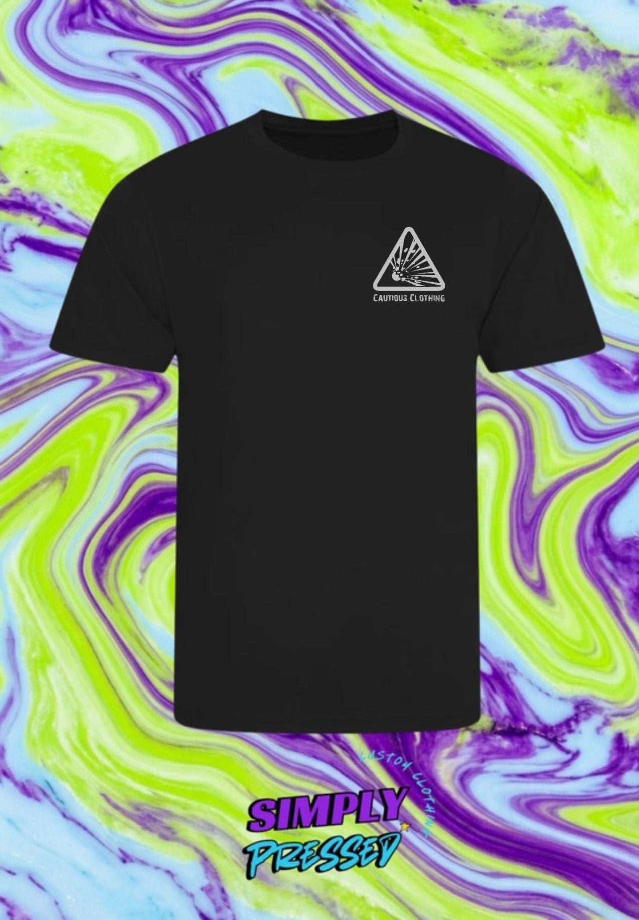 Cautious Clothing Signature Hazard Logo Top Left Graphic