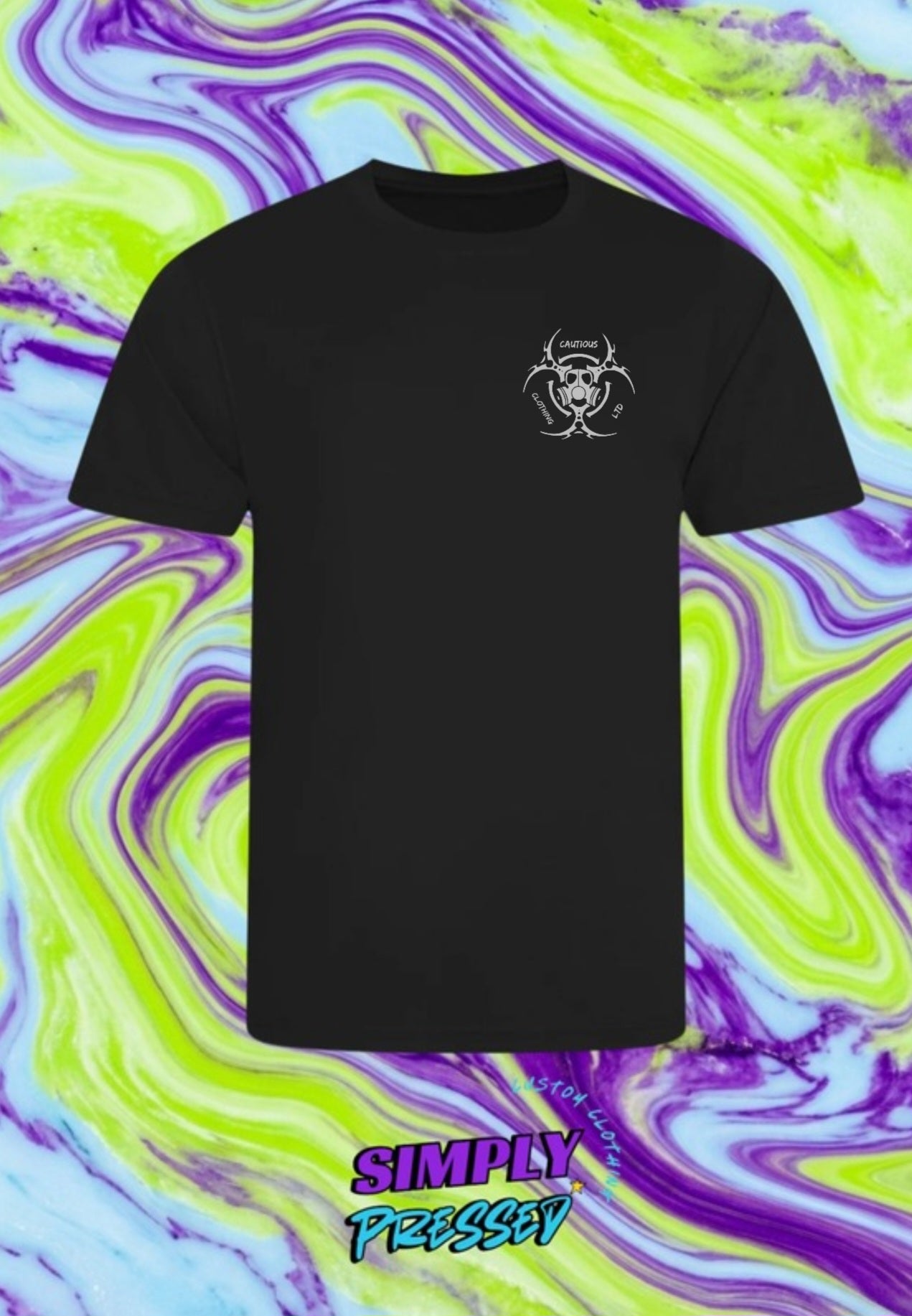 Cautious Clothing Signature Virus Top Left Logo Graphic